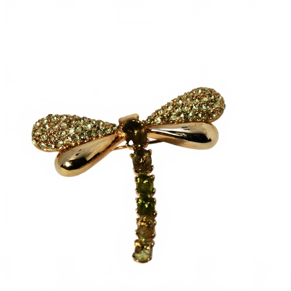 ☃️ 2/$18 GAP Delightful Gold-Tone and Rhinestone Dragonfly Brooch/Pin - Picture 4 of 5